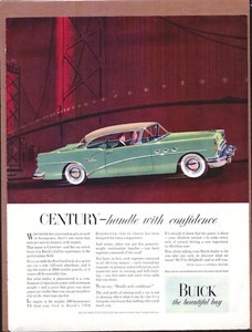 1954 BUICK CENTURY Original Vintage Auto Promo Ad