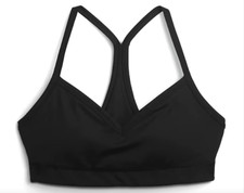 NWT GapFit Large Recycled Power Medium Impact V-Neck Sports Bra Black Racerback