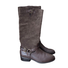 Ralph Lauren McLeod Brown Leather Suede Riding Style Boot With Bridle Size 10B