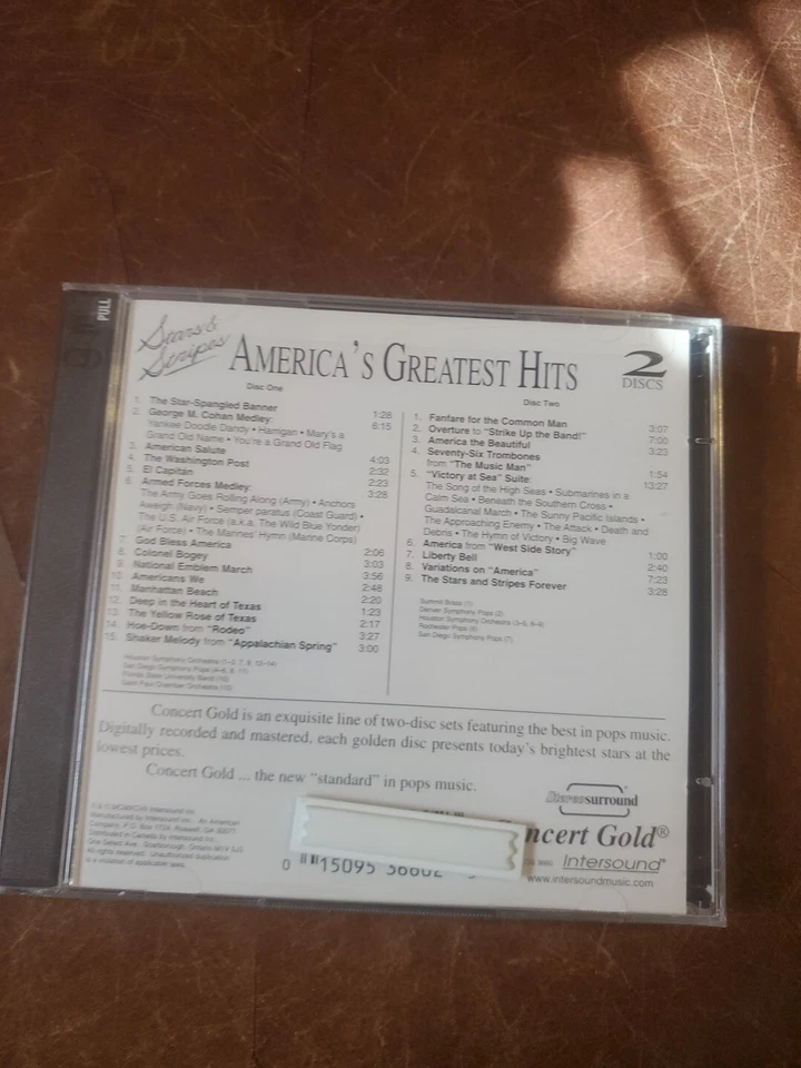 Stars & Stripes: America's Greatest Hits 🇺🇸 (CD, 1997, 2 Discs, Concert Gold) Foto 2 de 2