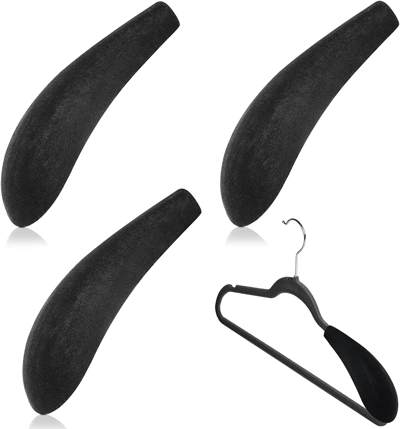 8 Black Velvet Hanger Shoulder Pads for Clothes Protection-image
