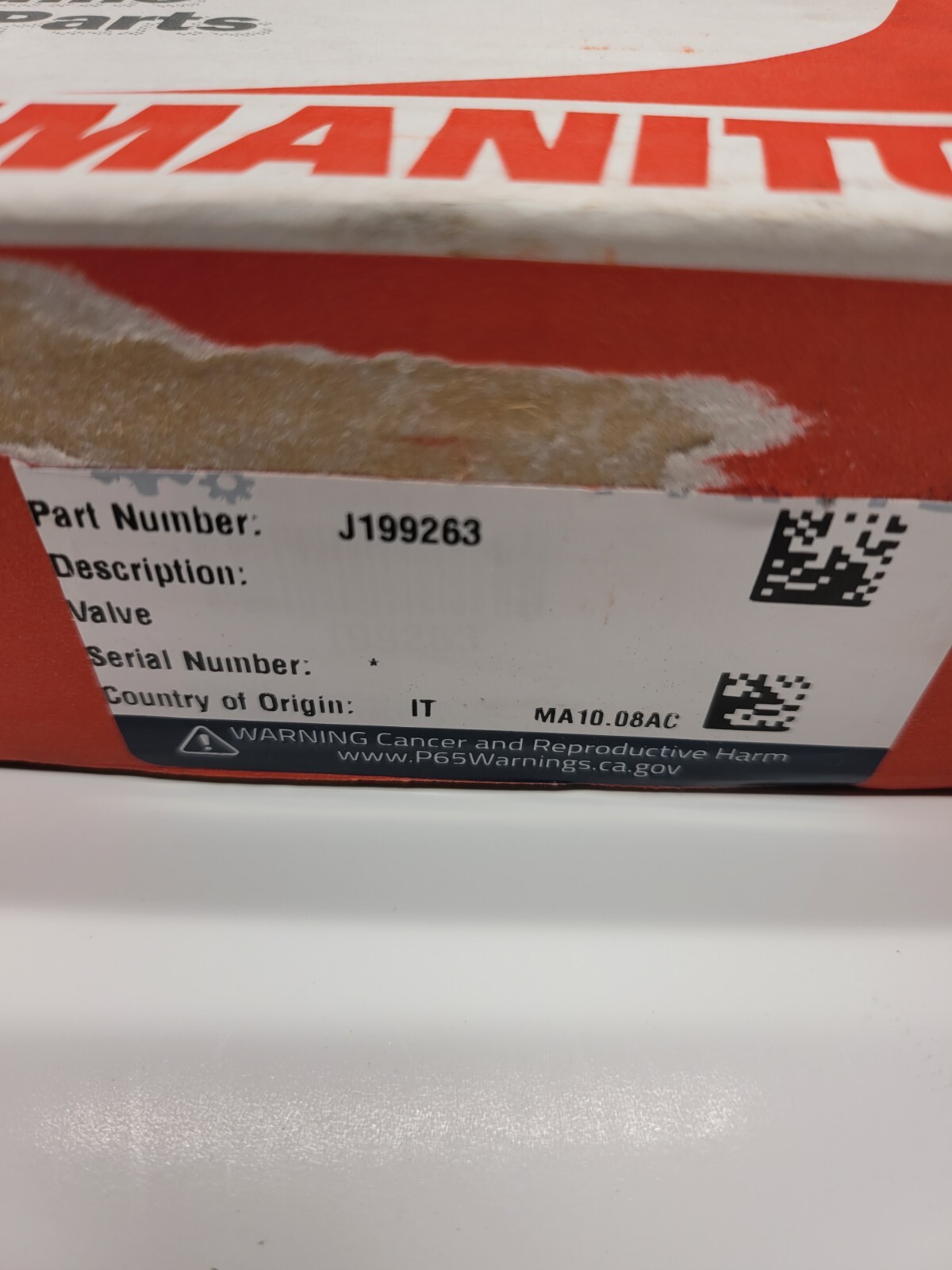 Manitou J199263 Valve New OEM 199263 Lock Valve Rexroth R930072347  