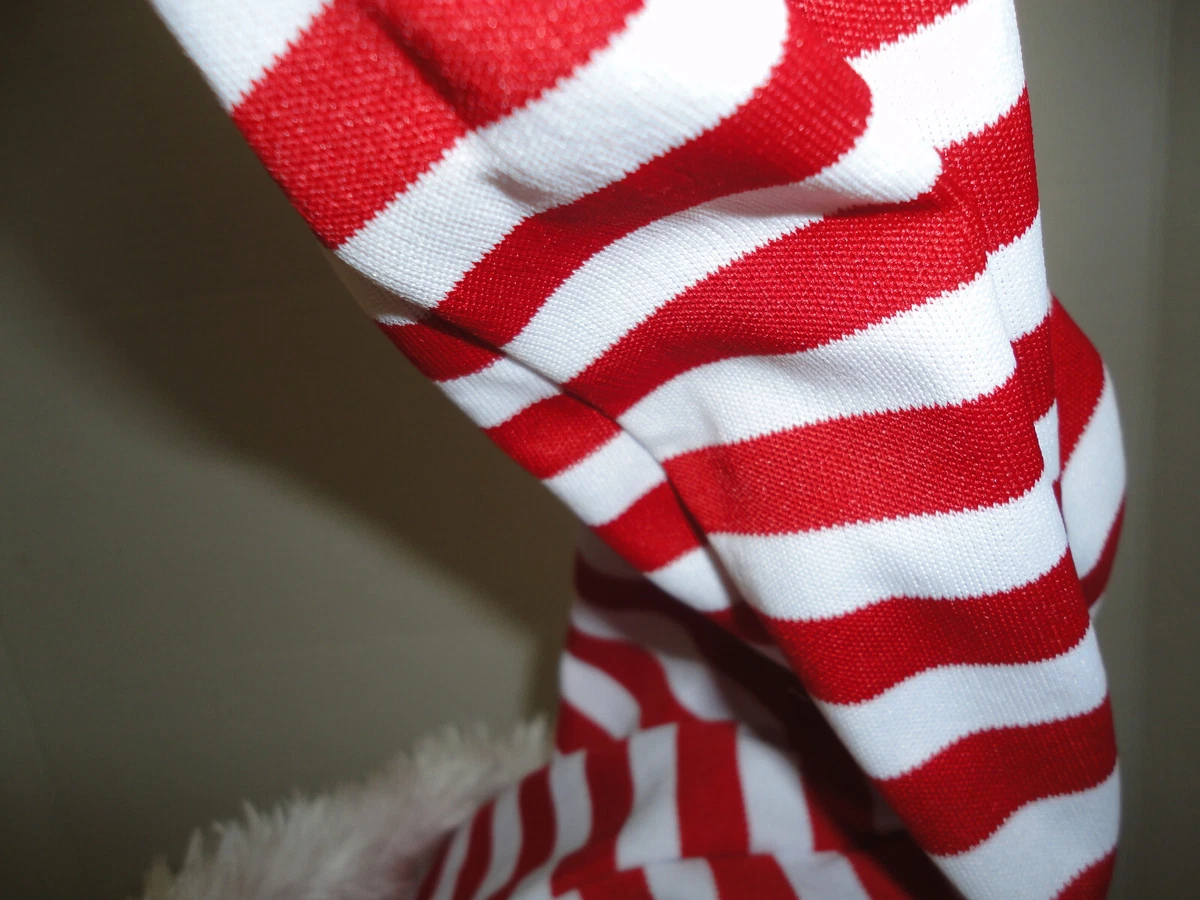 Red and white sales striped stocking hat