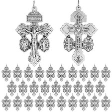 30 Pcs Catholic Crucifix for Rosary Making Bulk 2.2 Inch Cross Charms Pendant...