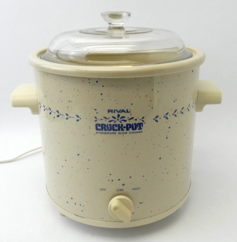 Vintage Used Rival Crockpot 3 ½ Quart Slow Cooker Stoneware Crockery Blue 3100