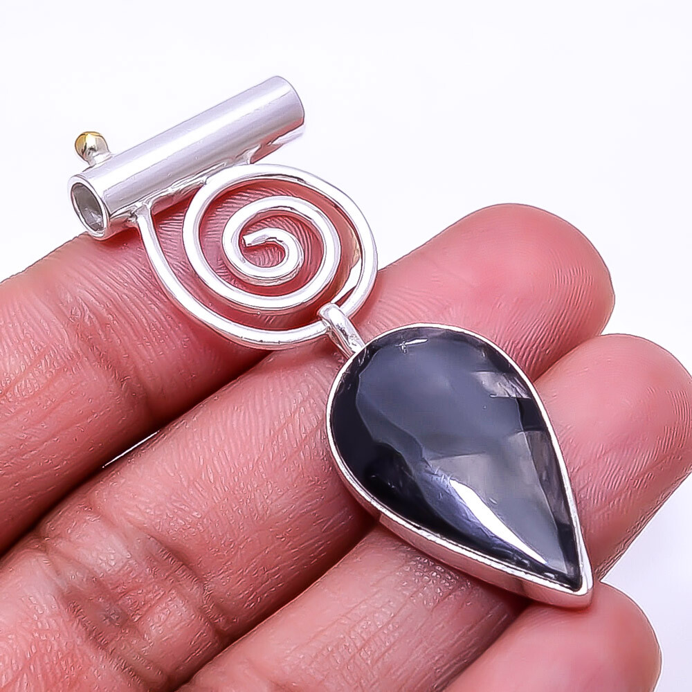 Natural Hypersthene Cabochon Pendant in 925 Sterling Silver 2.11 Inch Valentin Gift Canada  