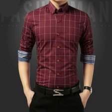Plaids Casual Business Slim Formal Stylish Men's Clothes Shirts