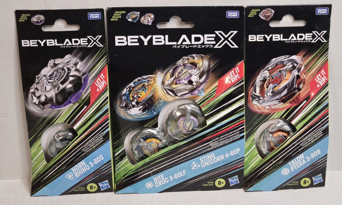 Beyblade X Bundle Horn Rhino, Bite Croc, Sting Unicorn, Talon