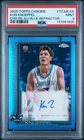 Kon Knueppel 2025 Topps Chrome #TCAR-KK Blue Refractor Rookie Auto RC /150 PSA 9