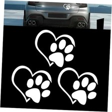 3 PCS Car Dog Paw Love Heart Vinyl Decal, Cute Puppy Paw Print Decal, Love