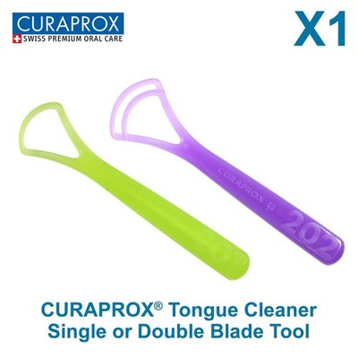 Curaprox Tongue Cleaner Single or Double Blade Tool Anatomical Shape Oral Care