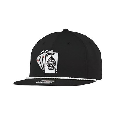ARIAT Men's Snapback Cap with 3D Embroidered Ace Playing One Size, Black