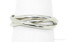Vintage Intertwined Rings Sleek Modern Sterling Silver Ring - Size 5.25
