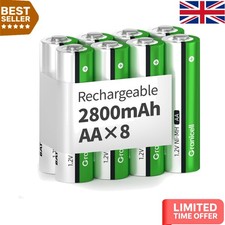 8 Count 2800mAh Rechargeable AA Batteries - Low Self-Discharge, Stable Voltage 2.50 per battery