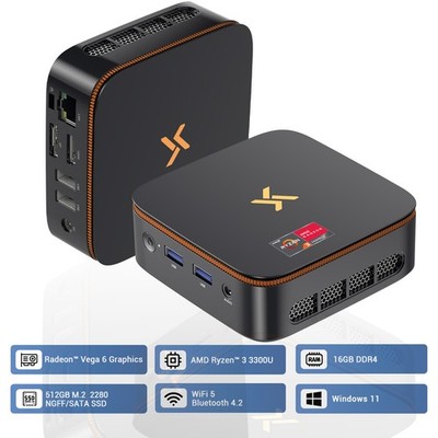 Huidun H50 Mini PC AMD Ryzen  3 3300U 16GB 512GB SSD Win 11 Pro MINI Desktop PC