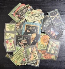 50 Vintage Herbal Plant Stickers Cards Scrapbook Journal Ephemera #5107