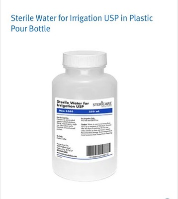 24 CASE- NEW! STERICARE SOLUTIONS STERILE WATER IRRIGATION 250mL 8.5oz EXP 2027+