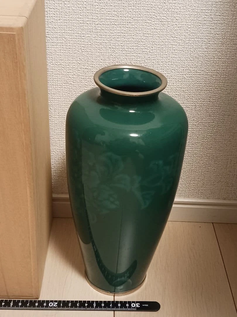 Shobido Cloisonne Vase Jade Grün Floral Arabesque Design Japan Grün