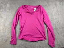 Jenni Women  s Long Sleeve Pink Ribbed Split-Neck Pajama Top Size S New