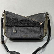 Borsa donna Desigual cerniera asimmetrica pelle tessuto nero oliva
