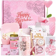 Happy Birthday Gifts for Teen Girls Women - Pink Birthday Gift Box for Women Sel