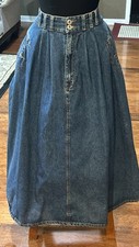 Vintage Jordache Studio Lt Wash Denim Pleated Skirt High Waist Blue Womens 12