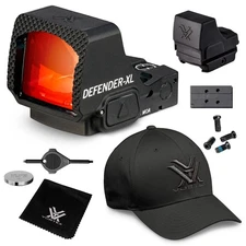 VORTEX Defender-XL 5 MOA Black Micro Red Dot Sight with Men's Flexfit Cap, L/XL