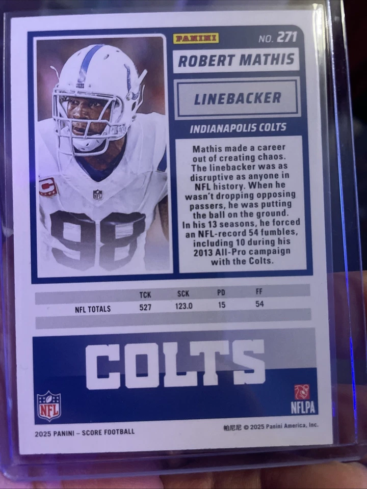 2025 Score Football - Robert Mathis - Indianapolis Colts Orange Parallel#271 - Image 2 of 2