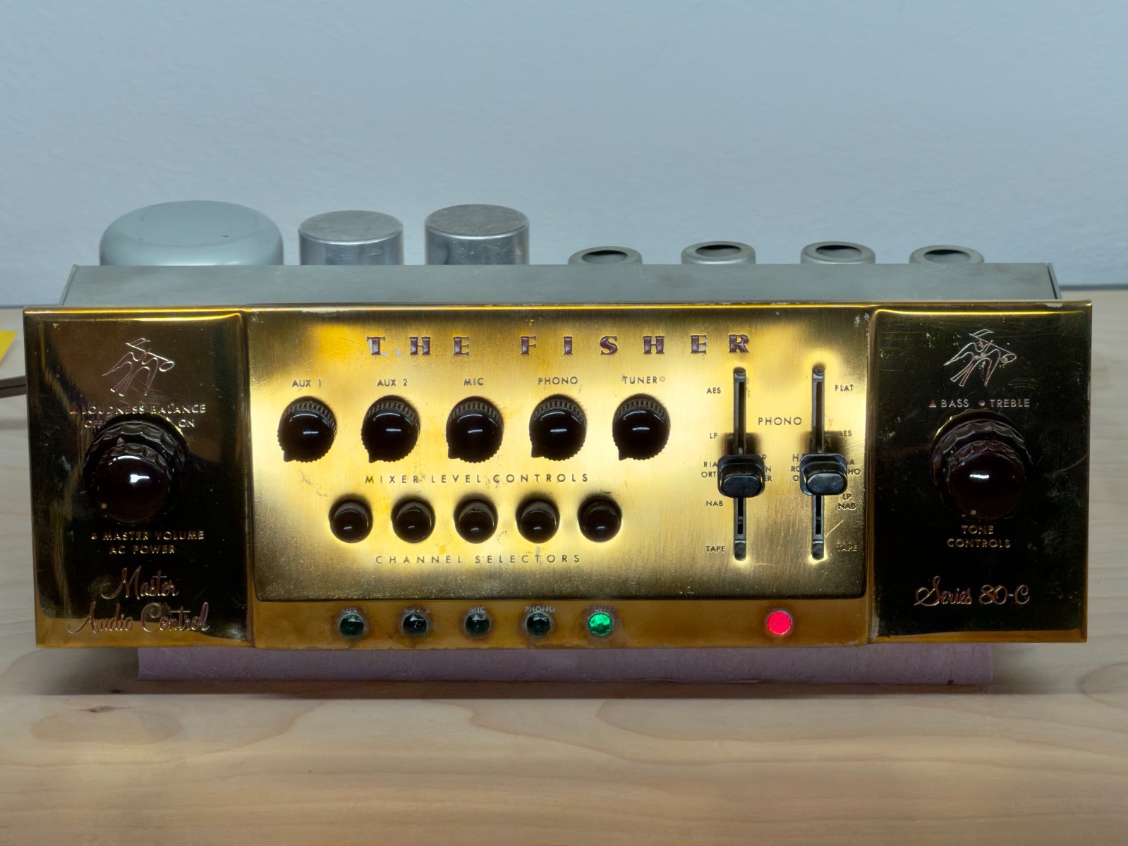 Vintage The Fisher 80-C Tube Mono Preamplifier - Early Version Red Letters