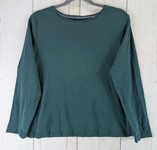 Croft Barrow Size Petite XL Womens Green Long Sleeve Cotton Top