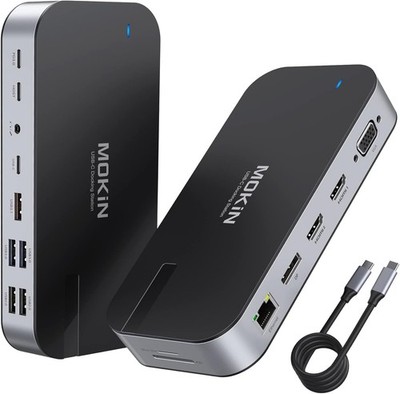 MOKiN 16 in 1 Docking Station USB C Dock mit Dual Monitor Display mit 4K