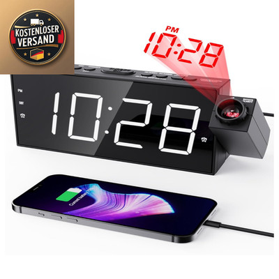 ROCAM Projektionswecker mit USB Ladefunktion 180 Projektor Dimmer