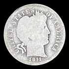 1911-D Barber Silver Dime