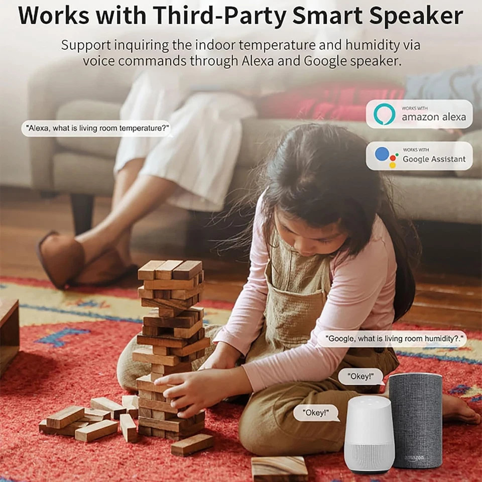 Wireless Temperature Humidity Sensor Battery Powered Home Alexa Compatible - Image 4 of 4