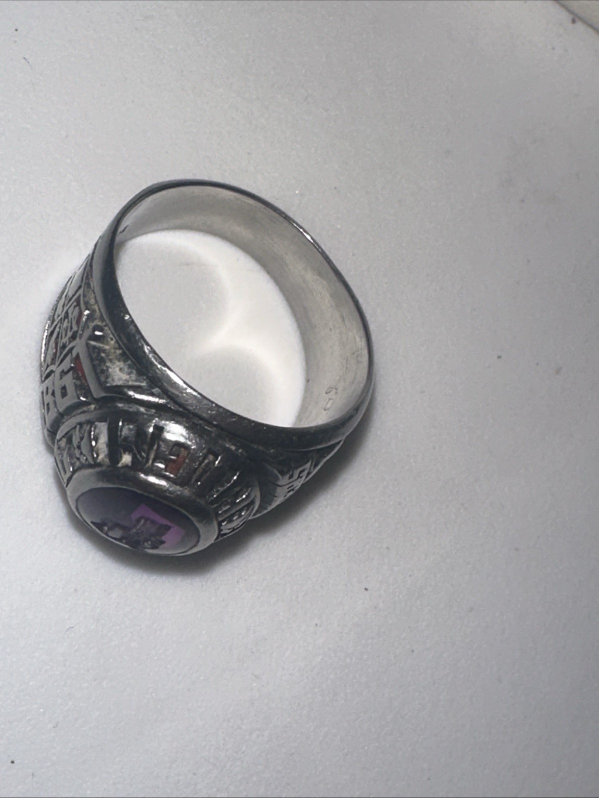 1981 High School Class Ring Silver Tone with Red … - image 5