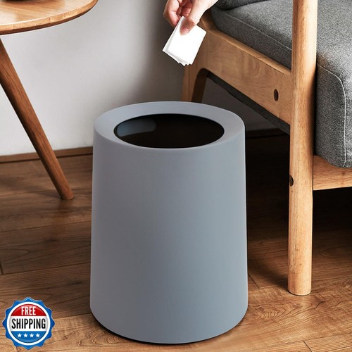2 Pack Round Modern Trash Can Bedroom, 3Gal/12L Bathroom Trash Can Hidden Bag - Picture 2 of 5