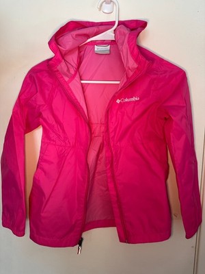 Columbia Sportswear Girls Pink Rain Jacket Hooded Size S 7/8 Zip