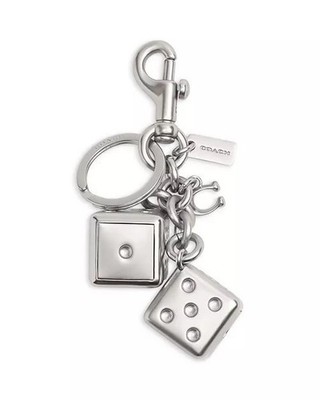 Coach 3D Solid Metal Dice Cluster Bag Charm Keychain Key Fob