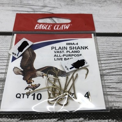 NEW Eagle Claw  Plain Shank Fishing Hook 10 Pcs PACK  HOOKS 089A 4