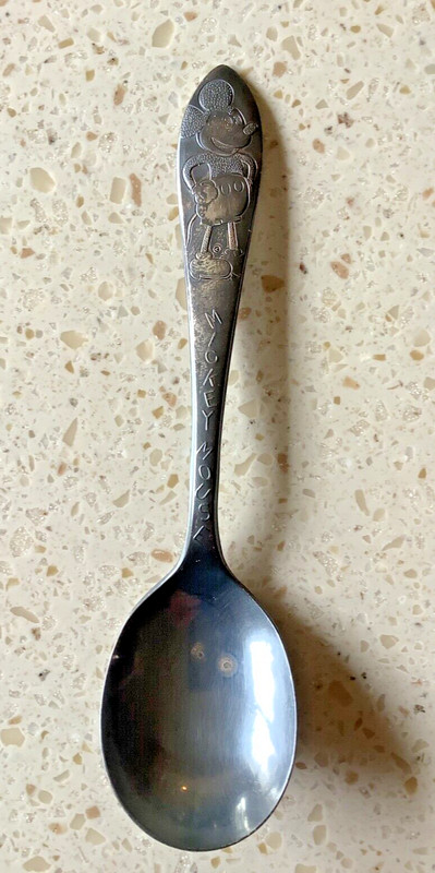 Vintage 1930's Mickey Mouse Silver Plate Spoon W.M. Rogers I.S. 5 1/2" LONG-H