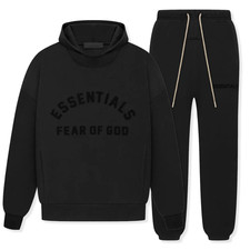 Fear of God Essentials Hoodie Sweatpants Set SS23 Jet Black XXS - XXL NWT