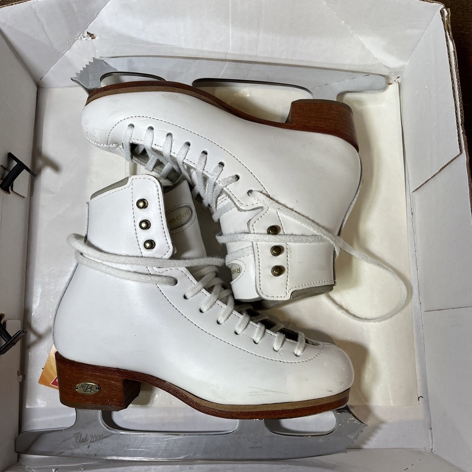 Riedell Ruby Women's Recreational Figure Ice Skates - White With Steel Luna Blade, Size 6, Faux Crystal Details