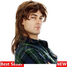 Joe Dirt Wig Brown Mullet Wigs for Men 80s Costumes Mens Mullet Wig - Brown M...