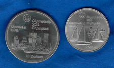 1976 MINT $5$ & $10 OLYMPIC SILVER COIN - SAILLING EVENT & VIEW OF MONTREAL