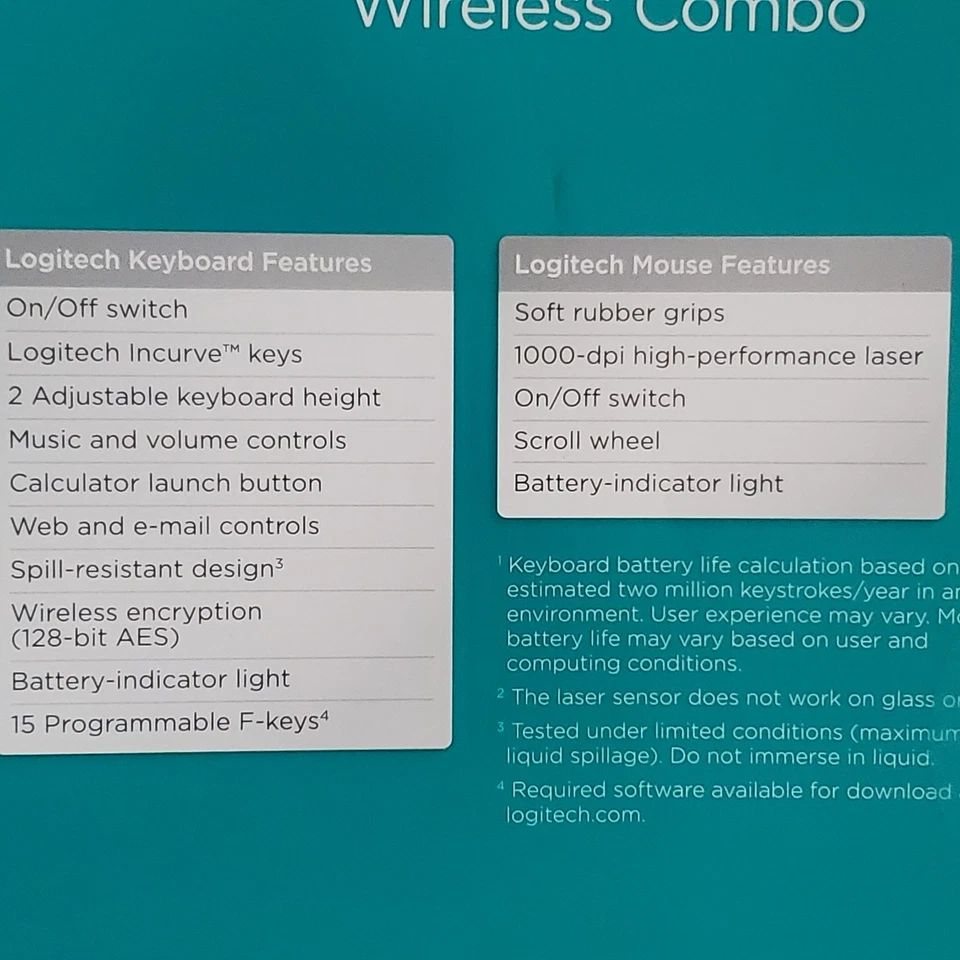 Logitech 920-002553 MK520 Advanced 2.4 GHz Wireless Keyboard and Mouse Combo NEW - Image 4 of 4