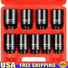 9pcs 12 Inch Deep Socket Set Impact Axle Nut Tool Chrome Vanadium Steel New