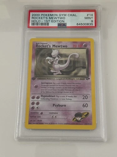2000 POKEMON GYM CHALLENGE HOLO - 1ST EDITION #14 ROCKET'S MEWTWO PSA 9 Team
