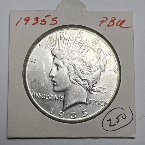 1935-S San Francisco Mint Peace Silver Dollar Marked BU From Old Collection