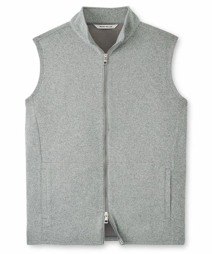 PETER MILLAR Men's XL Gale Gray Crown Sweater Fleece Vest MS25K61 Full-Zip - product listing photo
