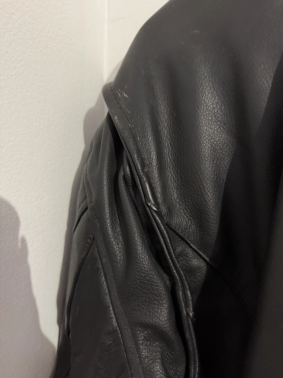 River Road Men's 44 Black Leather Motorcycle Biker Jacket Quilted Lined Lace Up image 12